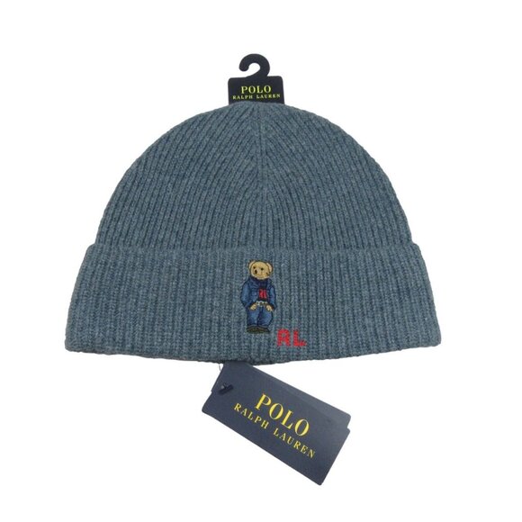 Polo Ralph Lauren Other - Polo Ralph Lauren RL Embroidered Bear Beanie Cap One Size Blue NEW